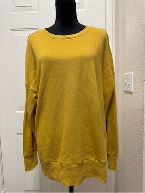 Time and Tru Mustard Yellow Ribbed Crewneck Sweatshirt 0166